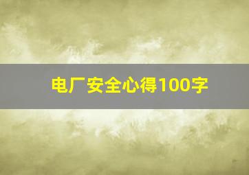 电厂安全心得100字