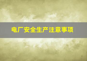 电厂安全生产注意事项