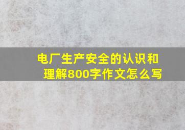 电厂生产安全的认识和理解800字作文怎么写