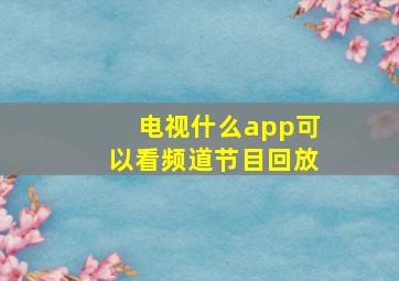 电视什么app可以看频道节目回放