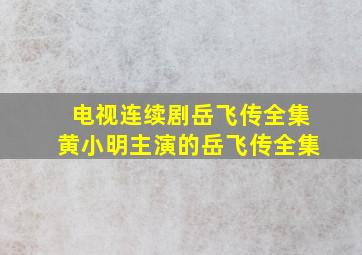 电视连续剧岳飞传全集黄小明主演的岳飞传全集