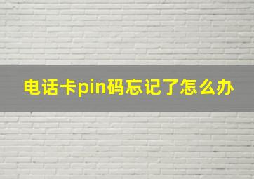 电话卡pin码忘记了怎么办