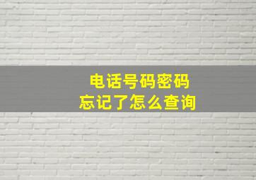 电话号码密码忘记了怎么查询