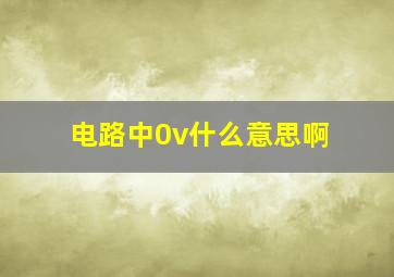 电路中0v什么意思啊