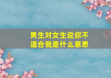 男生对女生说你不适合我是什么意思