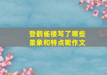 登鹳雀楼写了哪些景象和特点呢作文