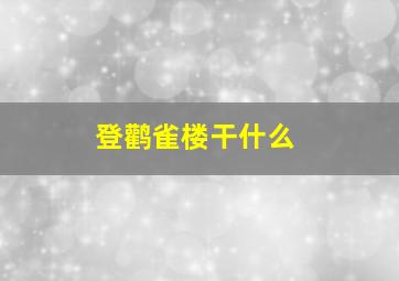 登鹳雀楼干什么