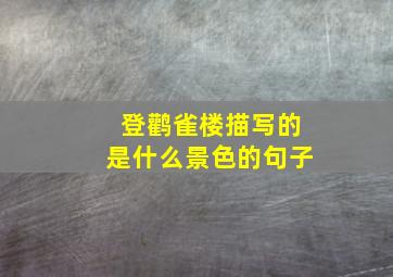 登鹳雀楼描写的是什么景色的句子