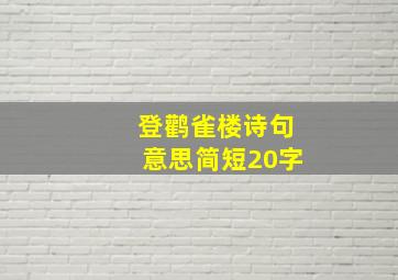 登鹳雀楼诗句意思简短20字