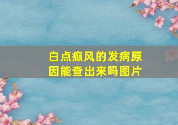 白点癫风的发病原因能查出来吗图片