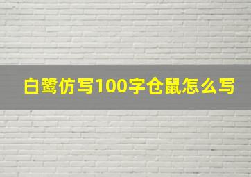 白鹭仿写100字仓鼠怎么写