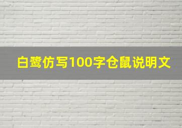 白鹭仿写100字仓鼠说明文