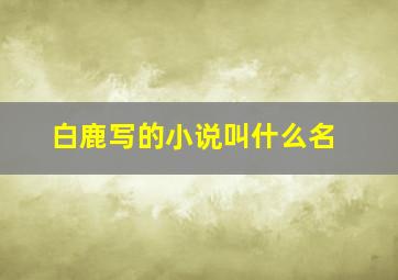 白鹿写的小说叫什么名