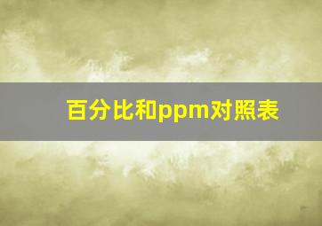 百分比和ppm对照表