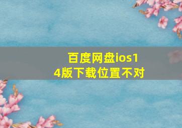 百度网盘ios14版下载位置不对