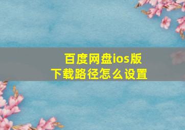 百度网盘ios版下载路径怎么设置