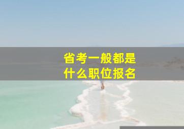 省考一般都是什么职位报名