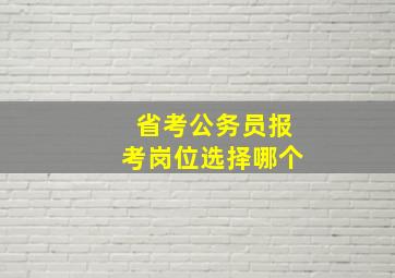 省考公务员报考岗位选择哪个