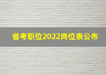 省考职位2022岗位表公布