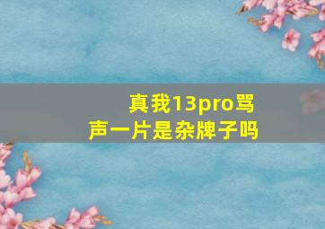 真我13pro骂声一片是杂牌子吗