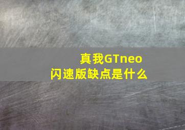 真我GTneo闪速版缺点是什么