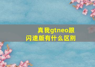 真我gtneo跟闪速版有什么区别