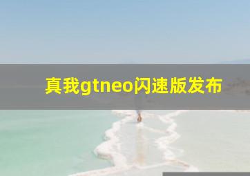 真我gtneo闪速版发布