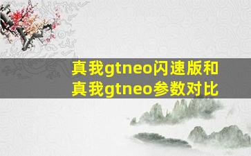 真我gtneo闪速版和真我gtneo参数对比