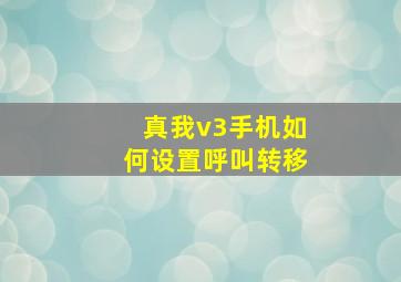 真我v3手机如何设置呼叫转移