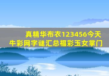 真精华布衣123456今天牛彩网字谜汇总福彩玉女掌门