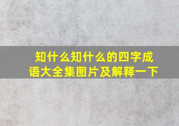 知什么知什么的四字成语大全集图片及解释一下