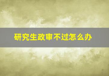 研究生政审不过怎么办