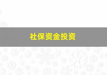 社保资金投资