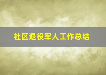 社区退役军人工作总结