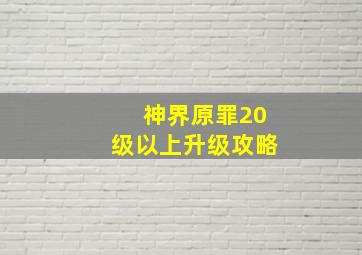 神界原罪20级以上升级攻略