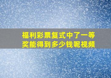 福利彩票复式中了一等奖能得到多少钱呢视频