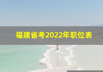 福建省考2022年职位表