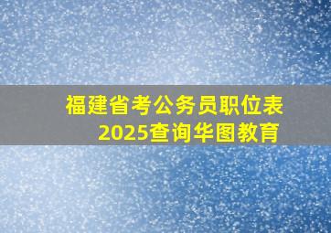 福建省考公务员职位表2025查询华图教育