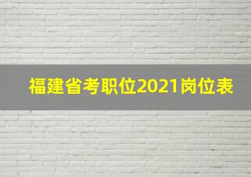 福建省考职位2021岗位表