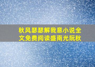 秋风瑟瑟解我意小说全文免费阅读盛南光阮秋