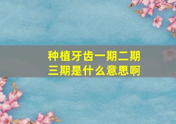 种植牙齿一期二期三期是什么意思啊