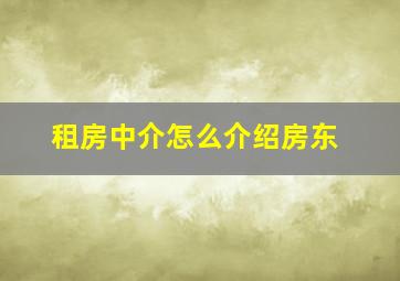 租房中介怎么介绍房东