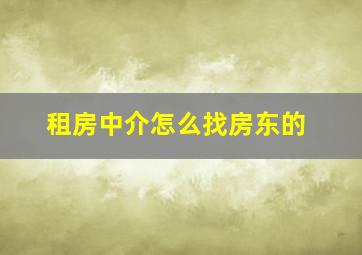 租房中介怎么找房东的