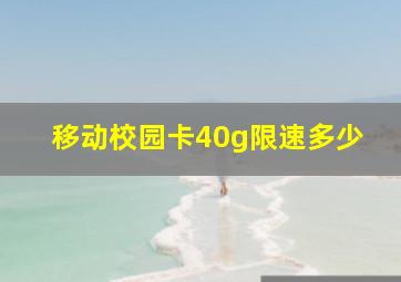 移动校园卡40g限速多少