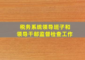 税务系统领导班子和领导干部监督检查工作