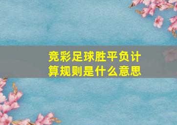 竞彩足球胜平负计算规则是什么意思