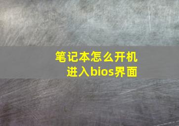 笔记本怎么开机进入bios界面