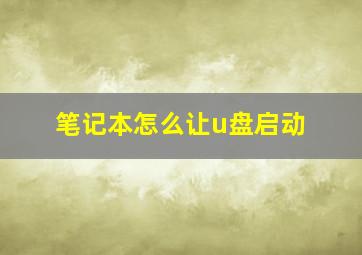 笔记本怎么让u盘启动