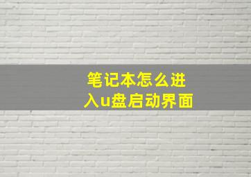 笔记本怎么进入u盘启动界面