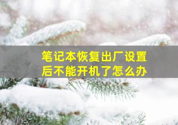 笔记本恢复出厂设置后不能开机了怎么办